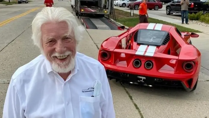 Red Lewis with a red Ford GT